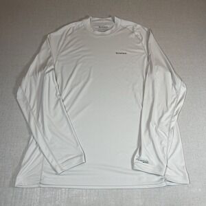 Simms Solarflex Long Sleeve Crew Neck Fishing Shirt Men's XL Gray Stretch UPF 50